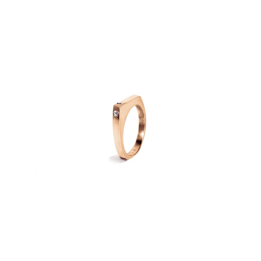 Rose gold modular 'Congiunzioni' point ring CONGIUNZIONI | AN1 CONP AU SQ2AU9R CT.0,04